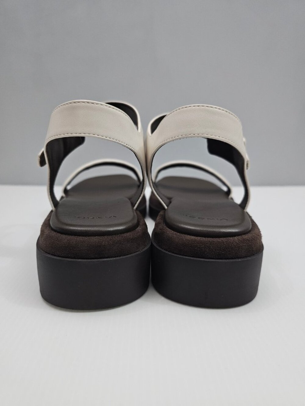 Vince Heloise Platform Sandal Womens 11 White Brown Leather Ankle Strap Lug Sole - Picture 11 of 14